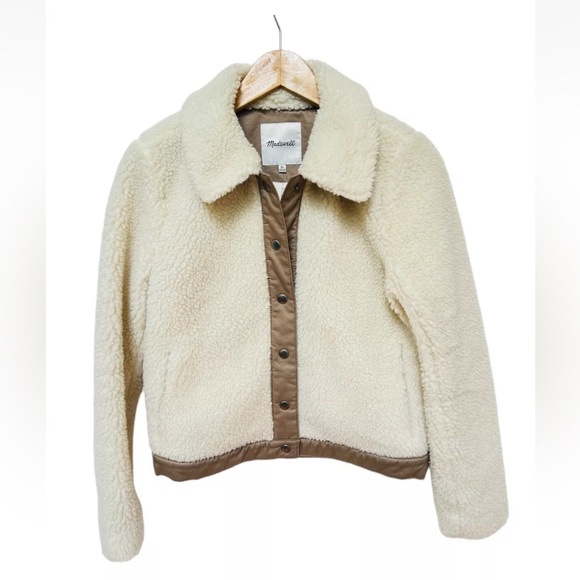 Madewell Jackets & Blazers - Madewell Womens Portland Sherpa Cream Ivory Fleece Button Down Jacket Sz XS